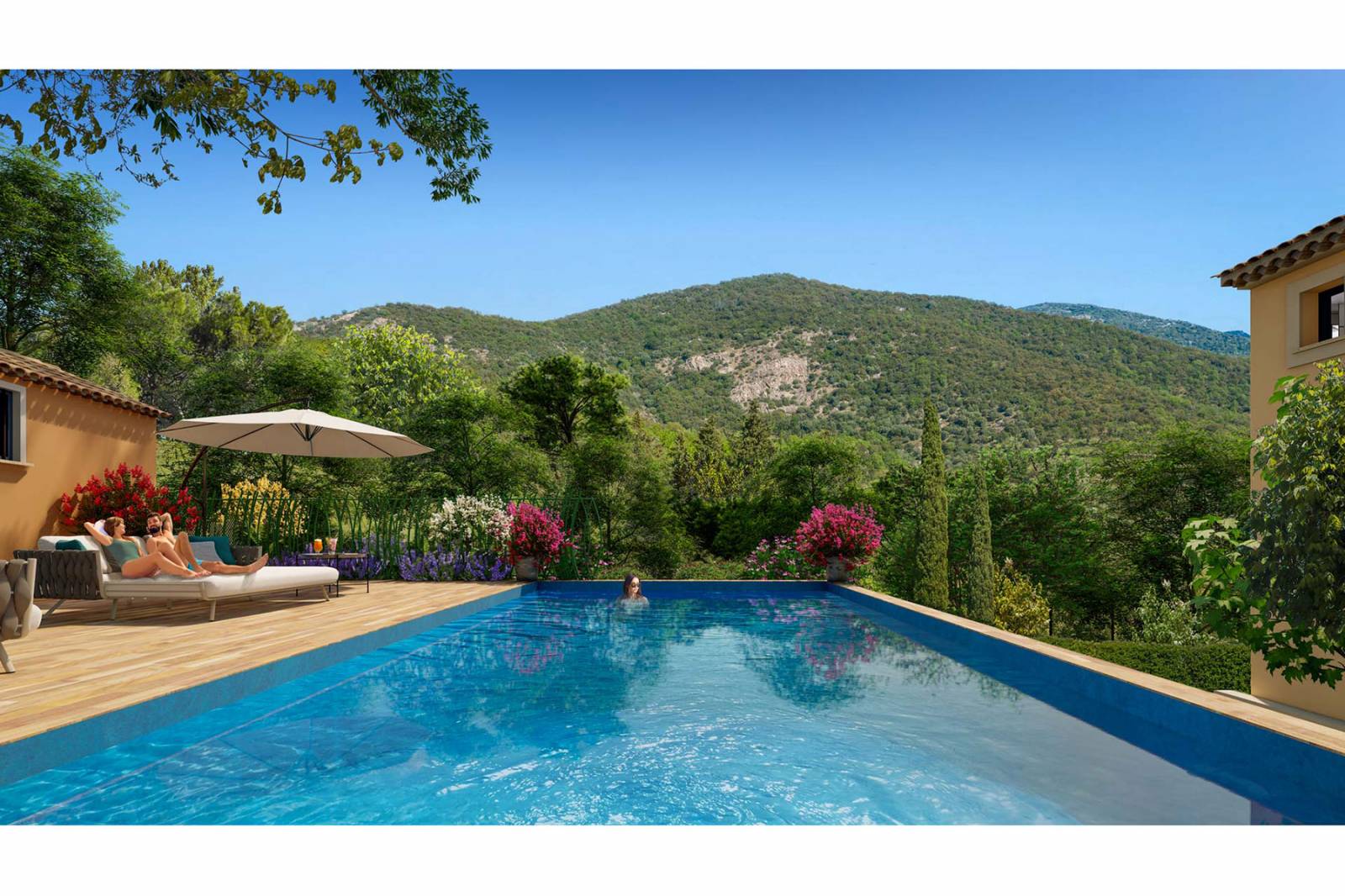 A vendre dans residence rare centre Grimaud avec piscine appartements neufs vue dégagée